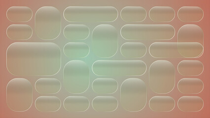Obraz premium A colorful gradient background with various sized rounded rectangles and ovals in a grid pattern on a pinkish brown background