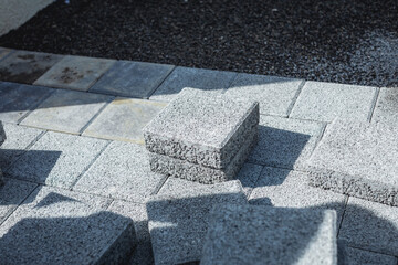 Permeable pavers in square form ready for installation on the ground © Brilliant Eye