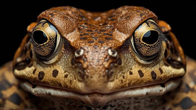 Close up brown toad amphibian macro textured skin close up macro with patterned golden eyes