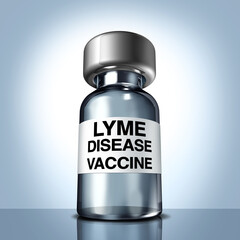 Lyme Disease Vaccine antibody shot bottle as an antibiotic treatment for deer tick bacterial infection vacination symbol for the prevention of infections and immunization and protection against bites