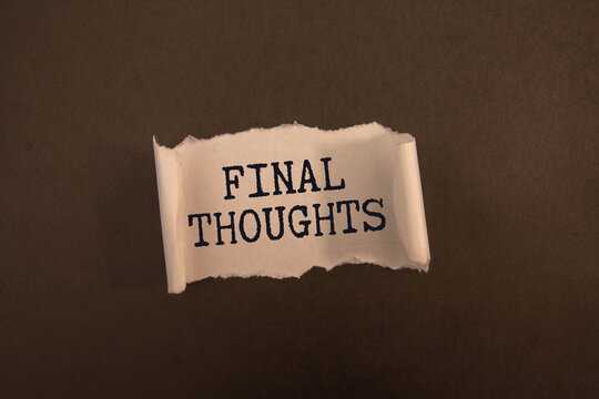 Final thoughts message written on notebook page on yellow background.