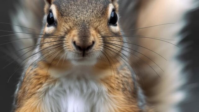 Curious close up squirrel portrait wildlife rodent close up fur portrait with glossy eye