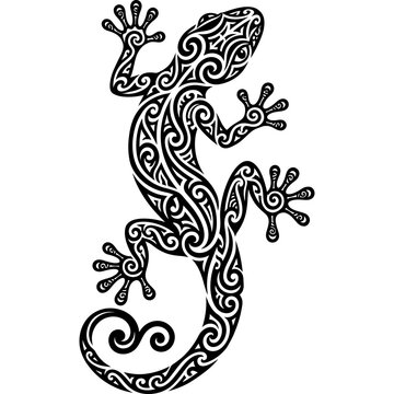 Tribal tattoo style gecko