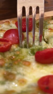 The Man Cutting Buffalo Pizza. High quality 4k footage