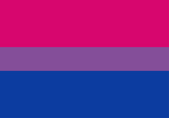 Obraz premium Bandera del orgullo bisexual con franjas horizontales en colores rosa púrpura y azul