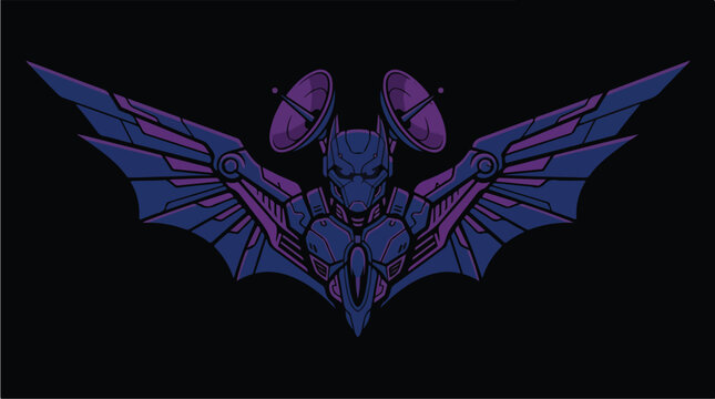 Robot Bat Wings Spread Wide.