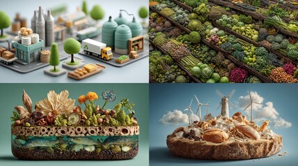 Fototapeta premium Sustainable food system with eco-friendly farming and production
