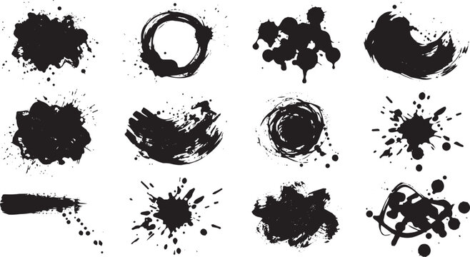 Ink blotches and splatters collection