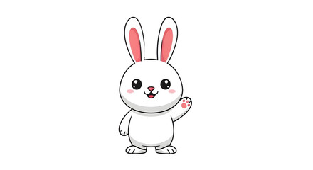 Fototapeta premium Cartoon White Rabbit Standing Friendly Pose.