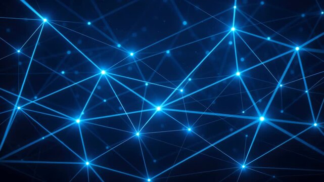 Digital Network Connection: A glowing display of interconnected nodes and pathways against a dark backdrop, symbolizing the complex web of modern technology and global communication.