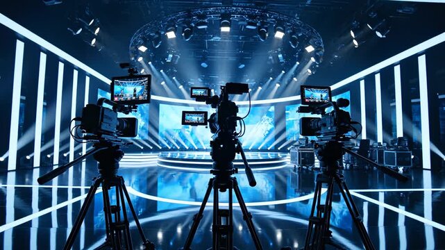 Broadcast studio with multiple cameras