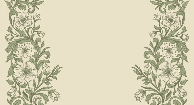 Green floral border design pattern.