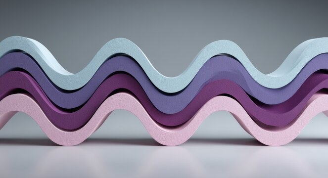 A lively, sinusoidal tube glides across an immaculate white canvas, featuring a smooth color transition