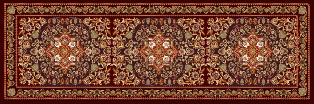 Luxury Persian Carpet Pattern Red Floral Ornamental Rug Background