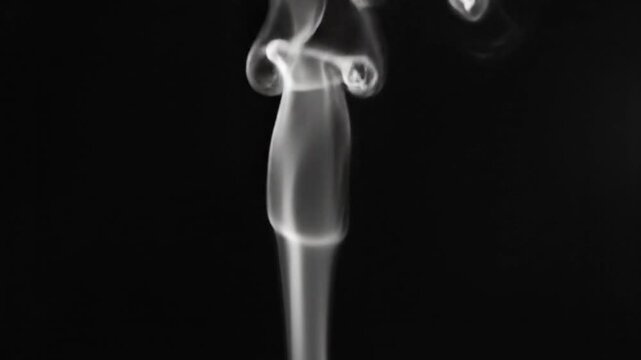 Ephemeral Dance of Smoke: A delicate tendril of smoke, gracefully rising against a stark backdrop, embodies the transient beauty and ethereal nature of air.