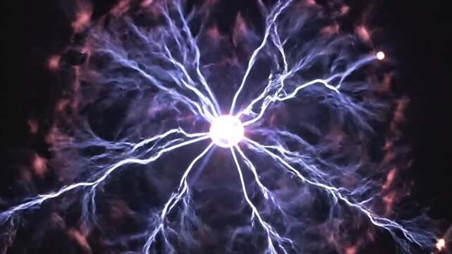 Energy Burst: A captivating display of electrical discharge, showcasing a vibrant burst of energy emanating from a central point, revealing the power of invisible forces.