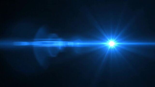 Bright Blue Lens Flare Effect with Light Streaks