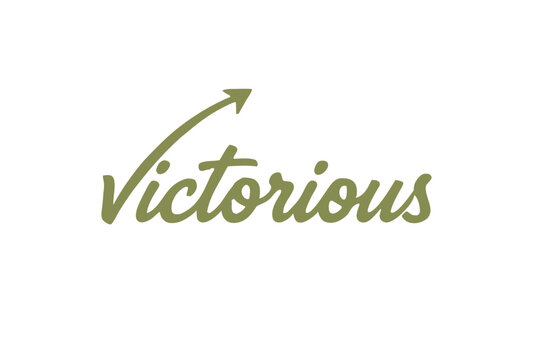 Victorious word logo concept for identity of business and brand.