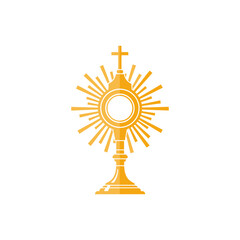 Fototapeta premium semi-flat vector of golden monstrance with circular host center