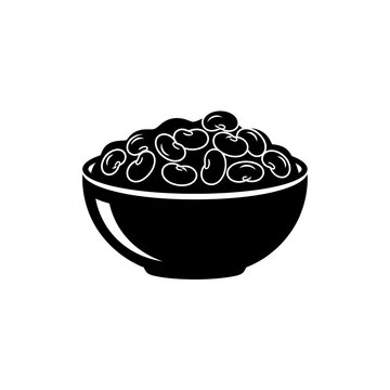 A black and white illustration of a bowl filled with kidney beans, representing healthy food and nutrition