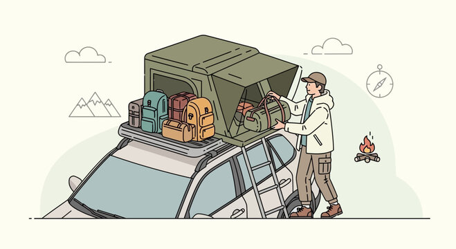 Adventure Bound Rooftop Tent Camping Expedition Preparation Scene