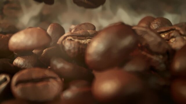 Super Slow Motion Macro of Falling Coffee Beans at 1000fps.