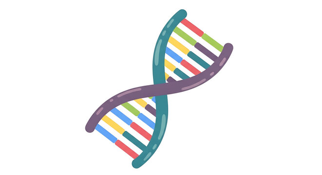 A colorful DNA double helix vector illustration representing genetic engineering and biotechnology concepts