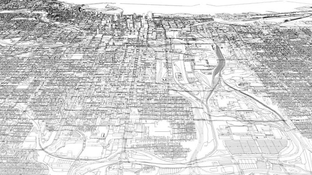 3D looped animation of city - Milwaukee, USA