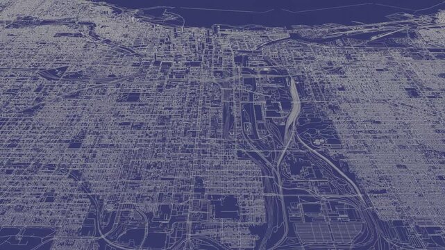 3D looped animation of city - Milwaukee, USA