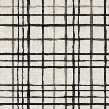 Neutral farmhouse grid pattern repeat tile stylize abefd ab af dff gigapixel standard height px fabric texture with black and gray hand drawn lines creating rustic plaid design, evoking cozy