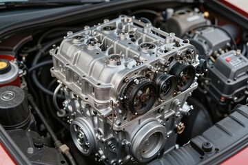 Fototapeta premium Engine Block, Automotive Component Close-Up
