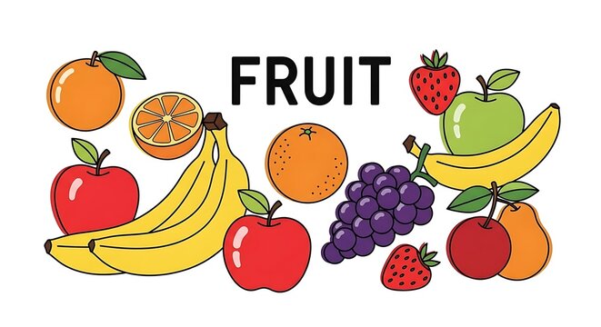 Colorful illustration of fresh fruit.