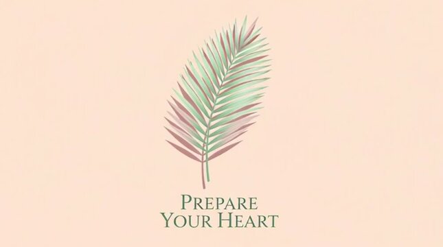 "Prepare Your Heart" is written in serif on a simple pastel poster with a single palm branch