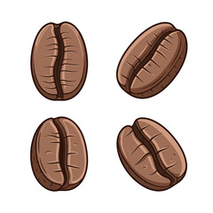 Obraz premium Four Coffee Beans Illustration.