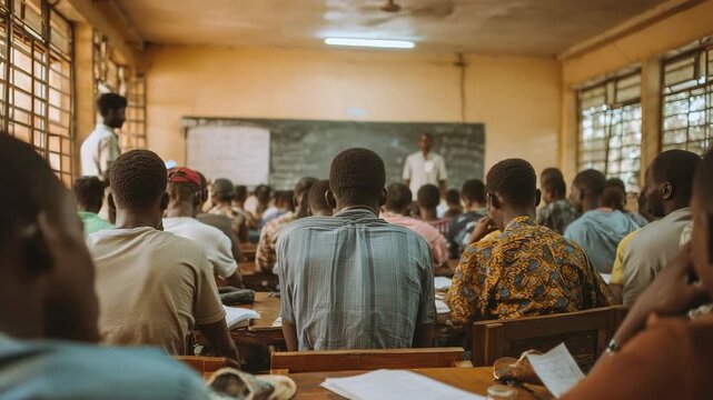 College university students studying at a classroom