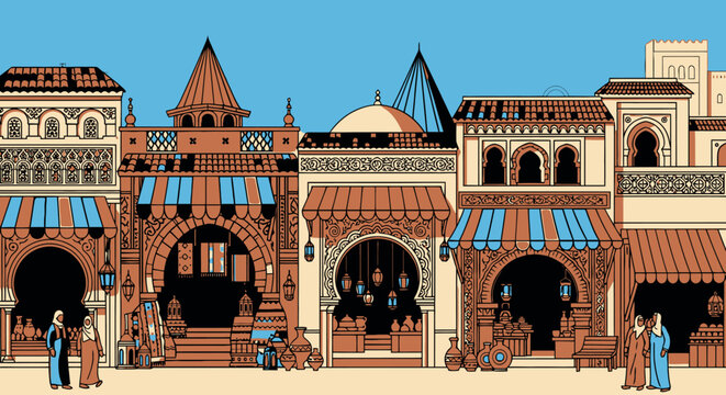 Vibrant Middle Eastern Marketplace Architecture