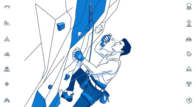 Athletic Climber Applying Grip Enhancer Spray During Indoor Ascent