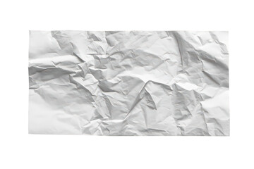 Naklejka premium Crumpled white paper texture with creased surface, abstract blank sheet background, isolated on transparent