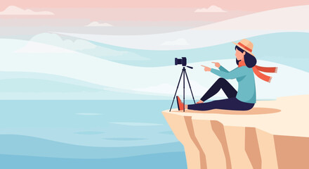 Fototapeta premium Capturing Breathtaking Scenery On A Coastal Cliff