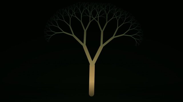 Fractal Tree Growth Animation - Recursive Branching with Wind Sway, Glowing Leaves & Symmetric Mandala Loop