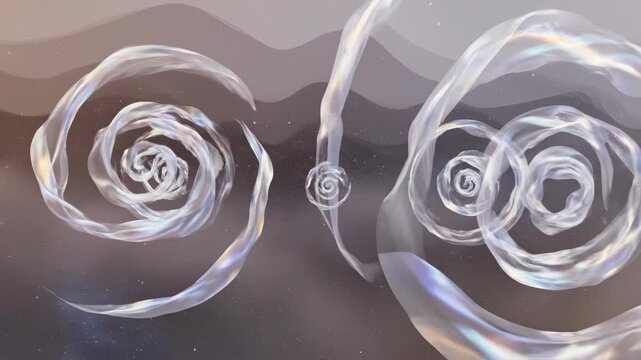 Abstract watercolor spiral designs on soft gray background