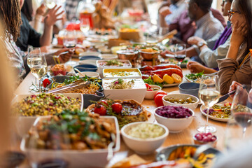 Vibrant feast with diverse dishes