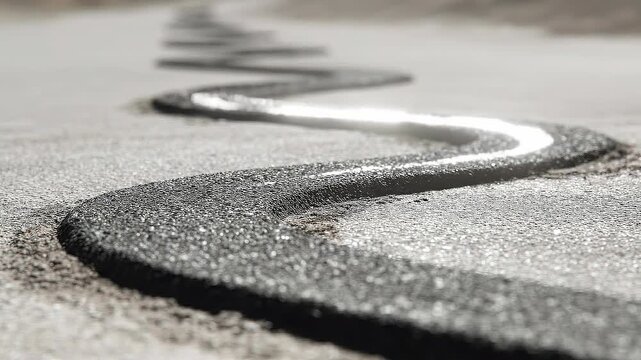 Metallic strategic pathway emerging from mineral landscape illustrating structured roadmap for mindset reset and renewal.