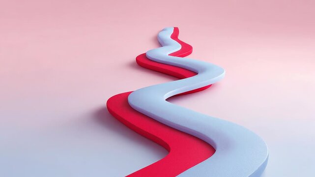 Minimal crimson pathway sculpture representing nonlinear mindset reset strategy and adaptive strategic transformation.