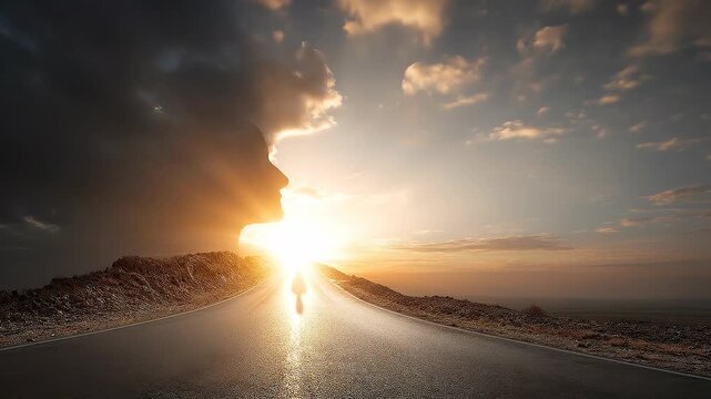 Strategic mindset transformation journey where dark uncertainty transitions into illuminated leadership direction.