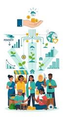 Naklejka premium Community Growth And Financial Inclusion Concept Development Illustration