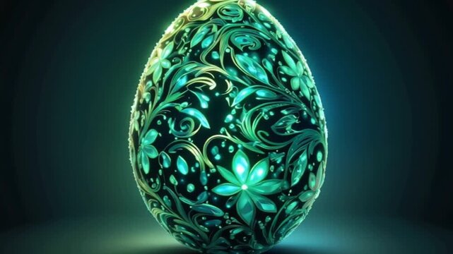 glowing abstract Easter egg shimmering with diamond facets, subtle pulsations and slow, ethereal drifts