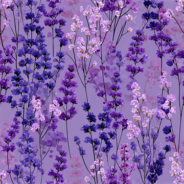 Soft countryside lavender bloom repeat tile stylize ebef d bfc ffaaf gigapixel standard height px, purple floral pattern with delicate small flowers and thin stems creating calming and elegant
