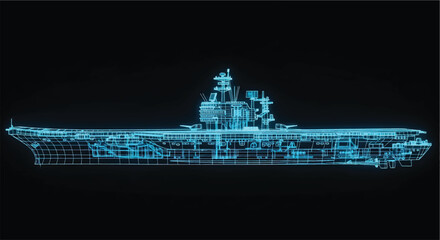 Aircraft Carrier Blueprint – Naval Warship Engineering CAD Technical Drawing © RNB DESIGN