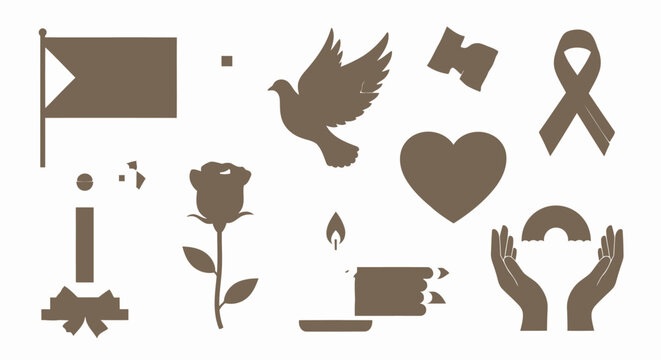 Brown icons of love and peace.